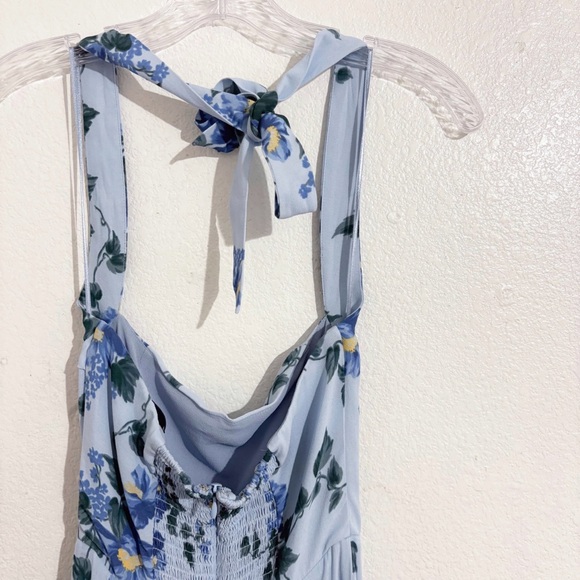 Reformation Jovelle Halter Maxi Dress Gown in Fresh Air Blue Floral - Picture 9 of 12